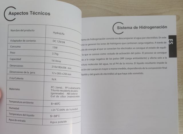 Jarra agua hidrogenada