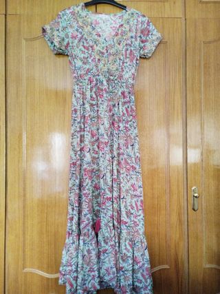 Vestido largo Hug & Clau - Rojo y Verde Agua