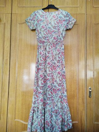 Vestido largo Hug & Clau - Rojo y Verde Agua