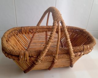 Cesta mimbre vintage marrón