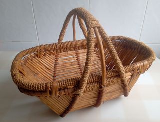 Cesta mimbre vintage marrón
