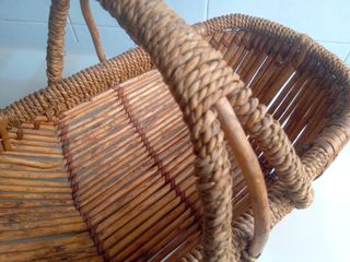 Cesta mimbre vintage marrón