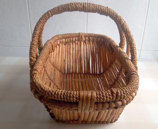 Cesta mimbre vintage marrón