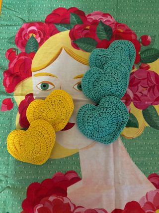 Set 5 profuma biancheria uncinetto a cuore