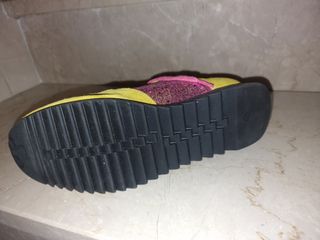 Sneakers donna glitter rosa-giallo