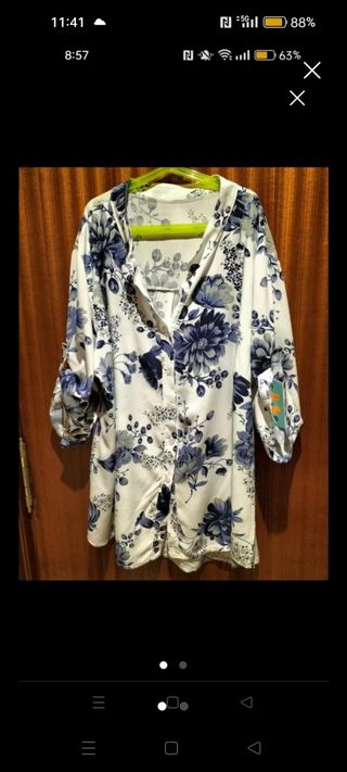 Blusa estampada XXL - Azul y blanco