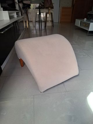 Reposapiés beige madera tela - 58x53x40