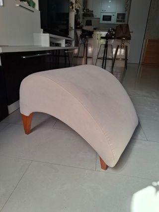 Reposapiés beige madera tela - 58x53x40