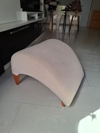 Reposapiés beige madera tela - 58x53x40