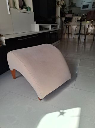 Reposapiés beige madera tela - 58x53x40