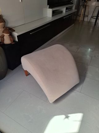 Reposapiés beige madera tela - 58x53x40