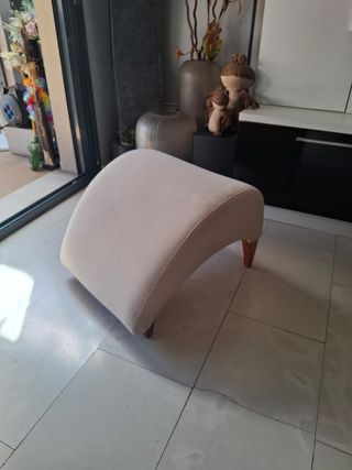 Reposapiés beige madera tela - 58x53x40