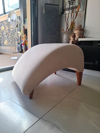 Reposapiés beige madera tela - 58x53x40