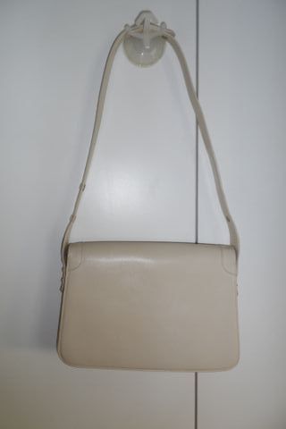 Borsa a mano beige stile Gucci anni 60 pelle crema