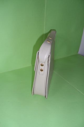 Borsa a mano beige stile Gucci anni 60 pelle crema