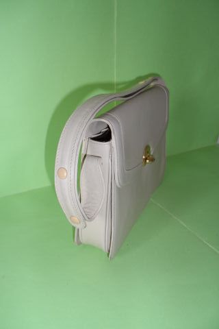 Borsa a mano beige stile Gucci anni 60 pelle crema