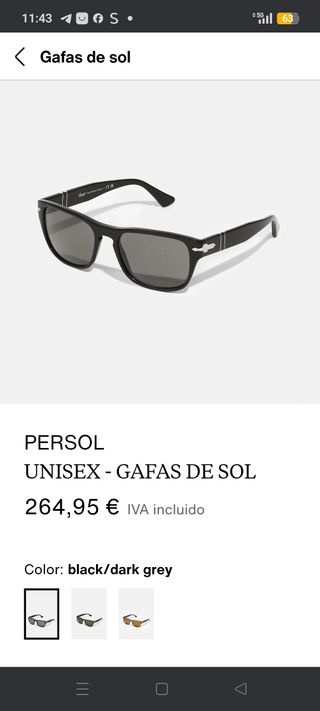 Gafas sol Persol negras polarizadas Unisex