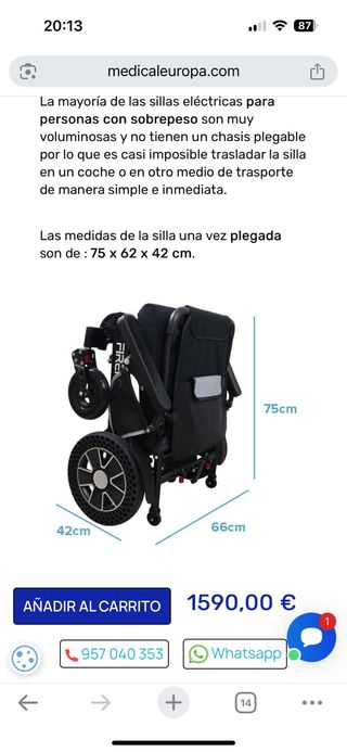 Silla de ruedas eléctrica plegable.