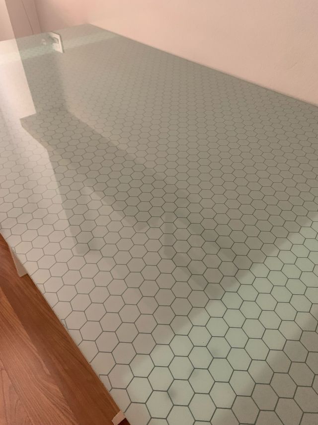 Mesa escritorio cristal blanco