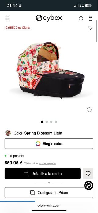 Cochecito Cybex: capazo, silla, ruedas. 