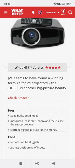 Proyector JVC DLA-HD350-B Y Xiaomi TV Box 2 4K