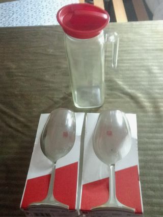 3 Caraffe in Vetro + 2 Bicchieri calici vino 