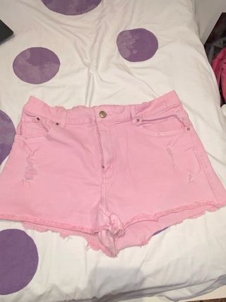 Shorts vaqueros rosa | tiro alto
