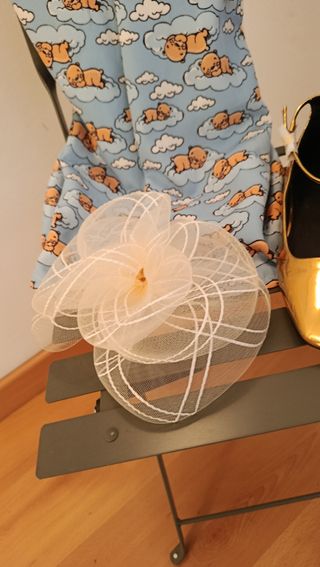 Tocado novia beige y blanco