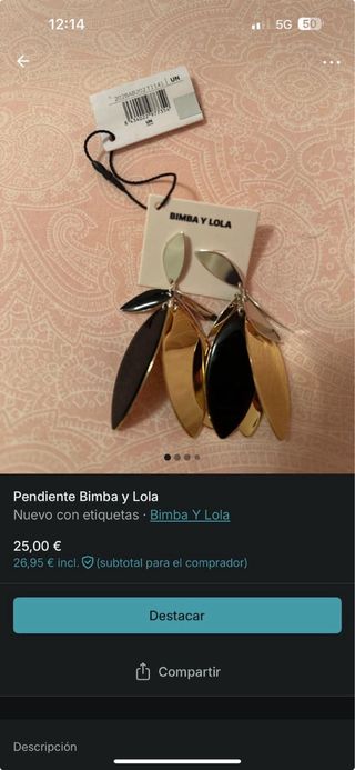 Pendientes Bimba y Lola - dorados y negros