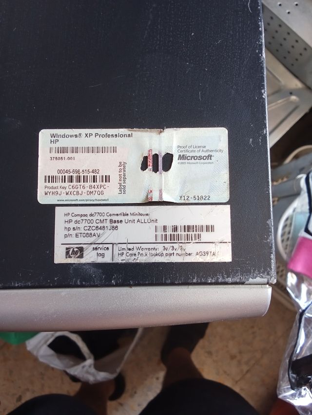 Torre HP Compaq Core 2 Duo - Windows XP