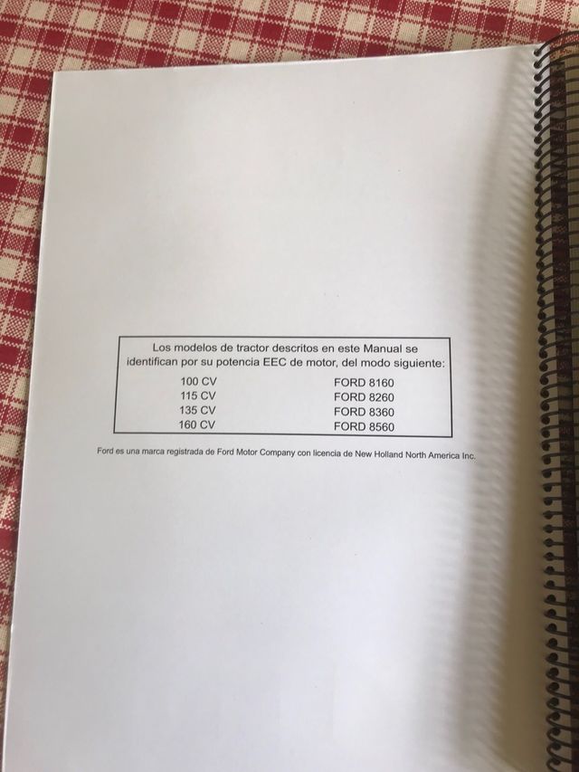 Manual Tractor Ford 8160-8560 New Holland