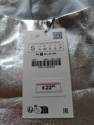 Top Zara plata Talla S