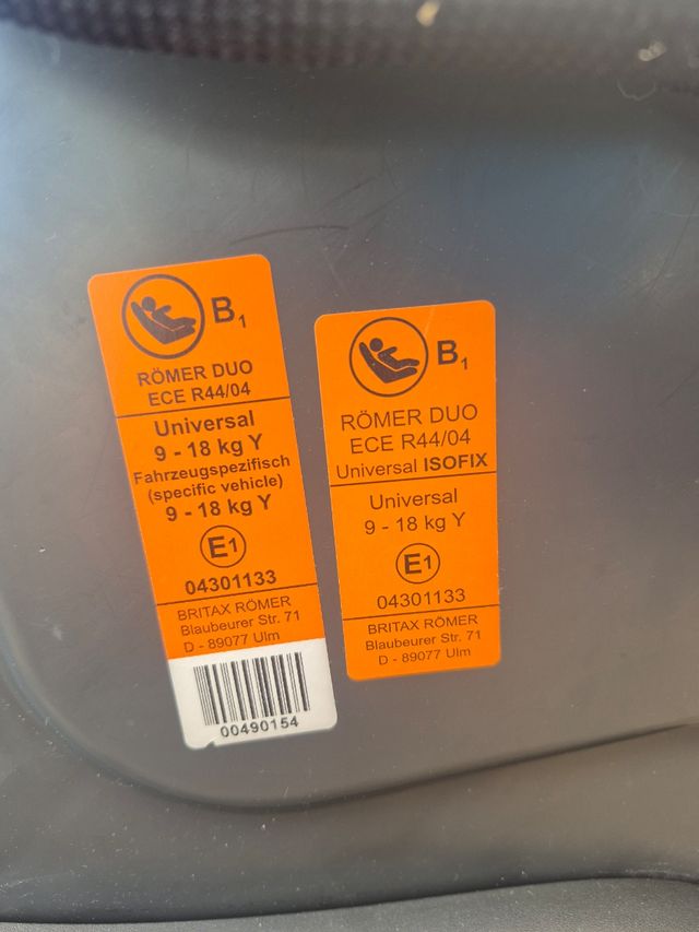 Silla coche Romer Duo Plus, grupo 1 (9-18kg).