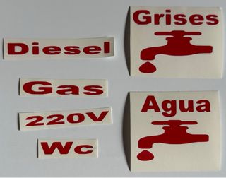 Vinilos autocaravana: WC, Gas, Agua, Diesel