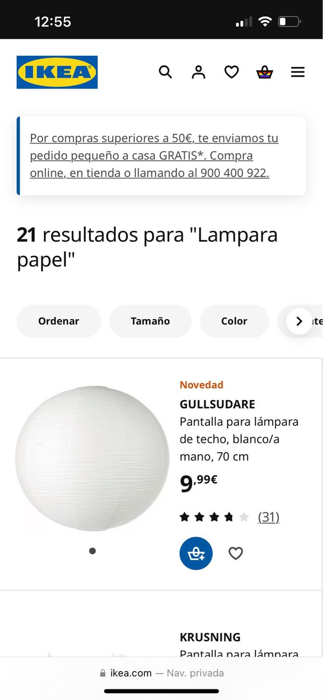 IKEA REGOLIT - 3 pantallas de Lámpara papel blanca
