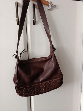 Bolso marrón piel auténtica artesanal, diseño únic