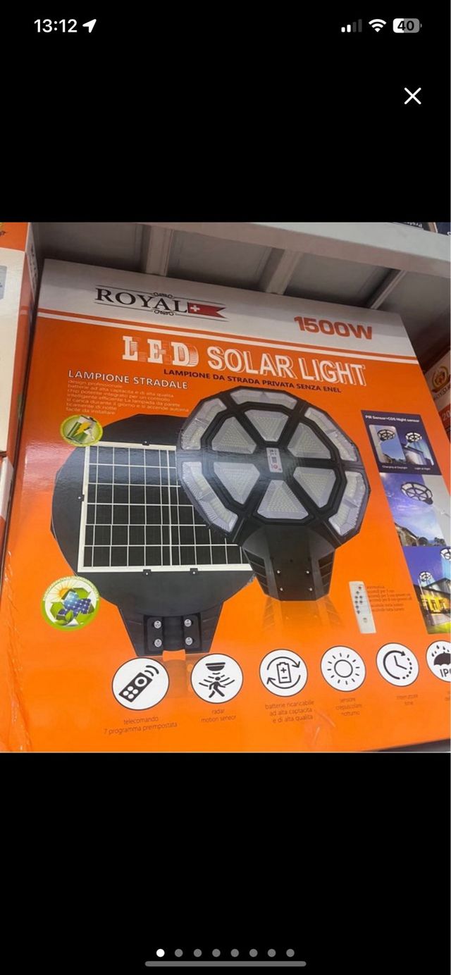 Lampione Solare ROYAL 1500W