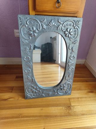 Espejo vintage metal plateado