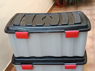 2 Cajas almacenaje plástico - Gris/Negro