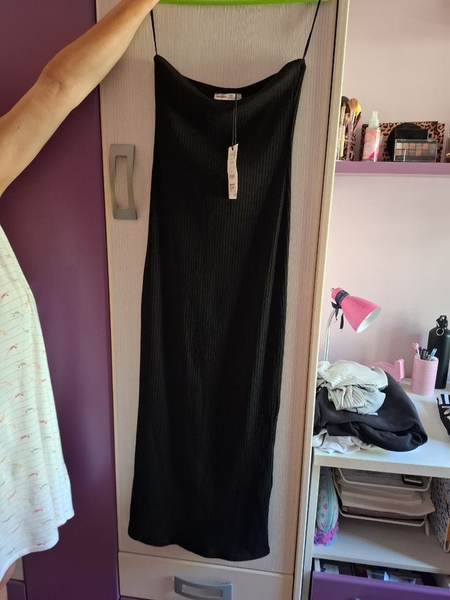 Vestido negro largo ajustado