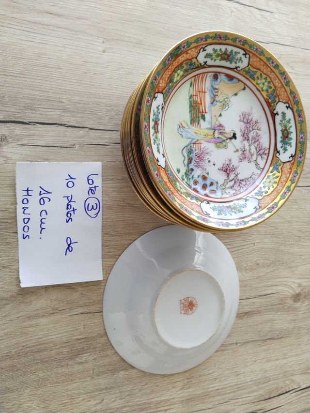 10 Platos Porcelana China Dorados