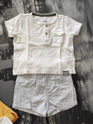 Shorts niño 6-9 meses más camisetas manga corta 