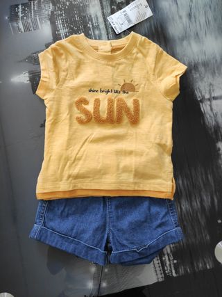 Shorts niño 6-9 meses más camisetas manga corta 