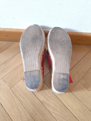 Sandalias rojas esparto mujer
