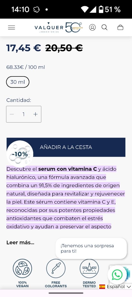Serum Facial Valquer Vitamina C