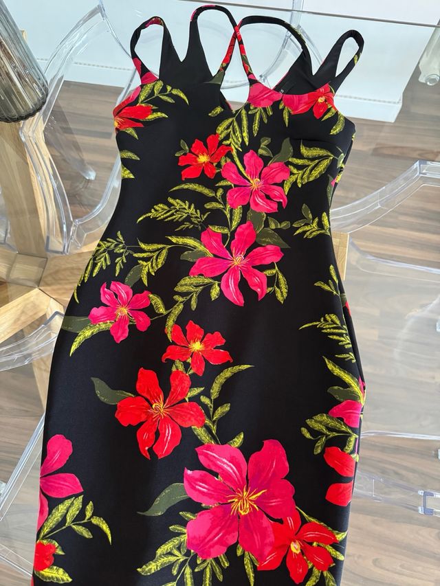 Vestido GUESS XS floral rojo-negro