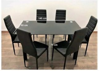 Mesa cristal+  6 sillas - Comedor