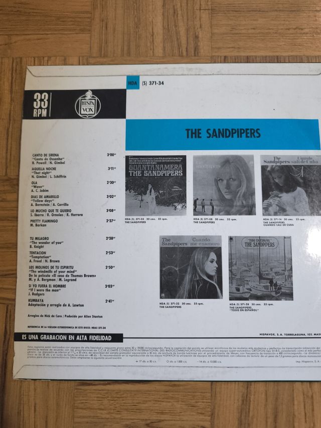 Vinilo The Sandpipers - Lo Mucho Que Te Quiero