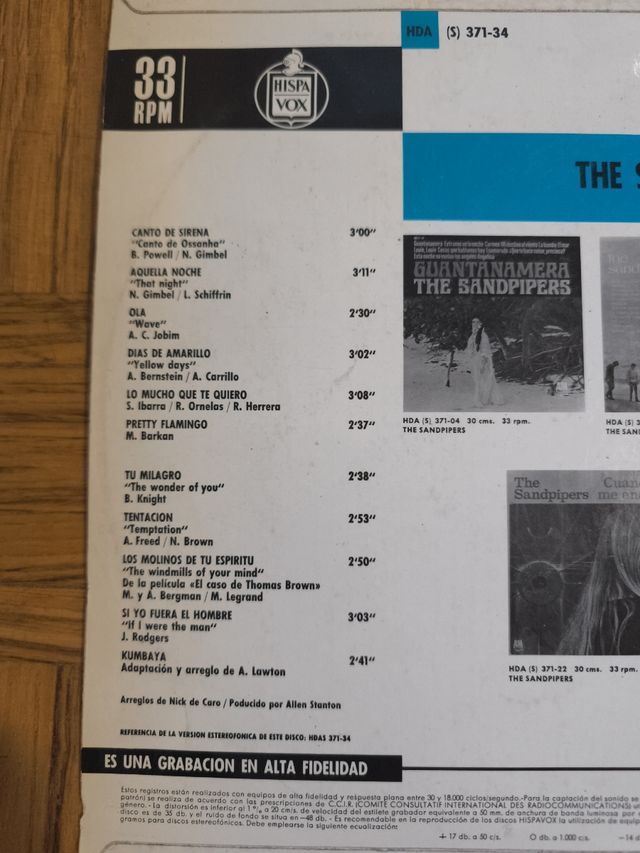 Vinilo The Sandpipers - Lo Mucho Que Te Quiero
