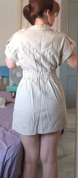 Vestido beige de lino y viscosa 